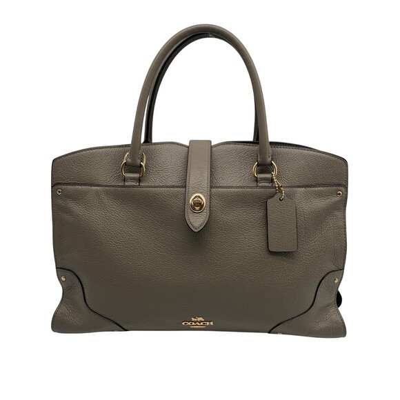 Coach Stone Gray Grain Leather Mercer 30 Satchel - Picture 1 of 11